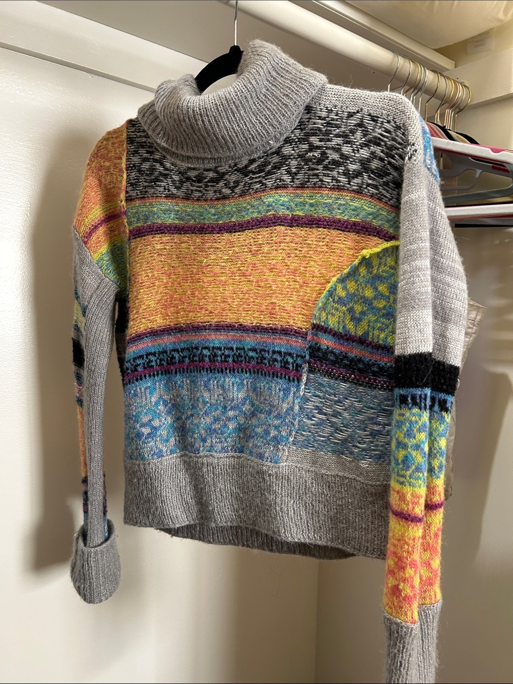 Free People Multicolor Fair Isle Turtleneck Sweater - Gray Base
